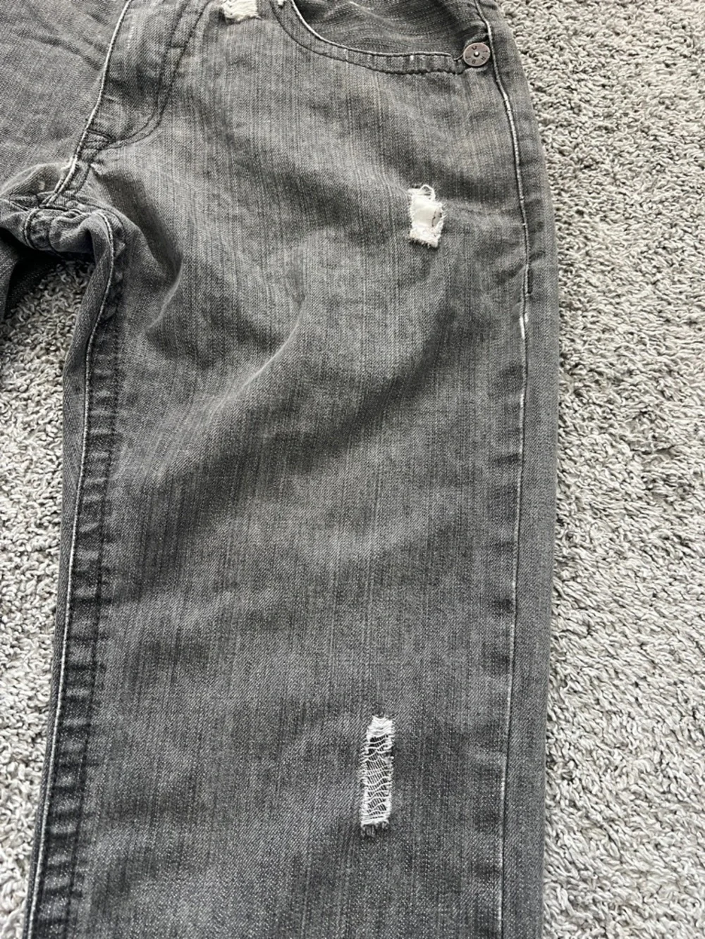 Rare True Religion Jack Men's Distressed Gray Black Jeans Straight Fit - Size 34